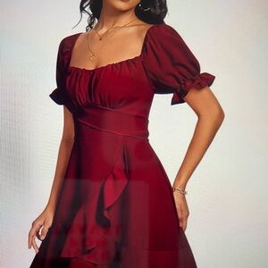 Burgundy Ruffle Mini Dress – Romantic & Elegant Homecoming, Semi-formal
